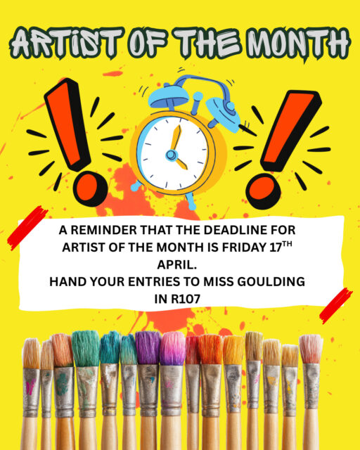 Remember to pass your entries to Miss Goulding!