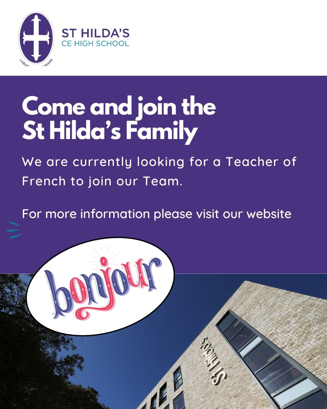 We are looking for a Teacher of French to join our team! To find out more by visiting our website!