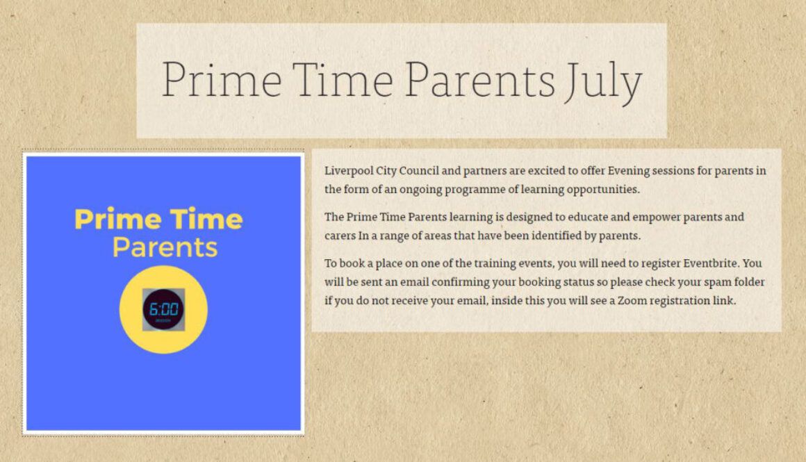 Prime Time Parents – July Workshops