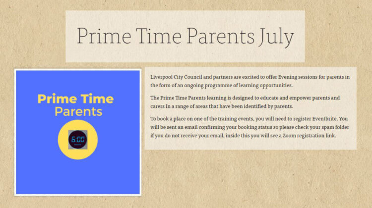 Prime Time Parents – July Workshops